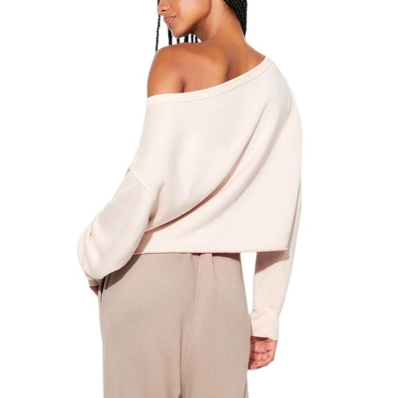 Spiritual Gangster Bella Off Shoulder Cropped Sweatshirt Cream XS NWT - Picture 3 of 15